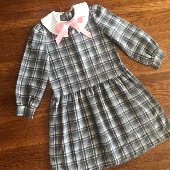 Littlewoods | Dresses | Vintage British Littlewoods Girls Dress Plaid 7 8  Gray Pink Proper Flannel | Poshmark